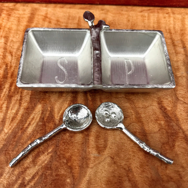 Salt & Pepper Tray with Twig Spoons