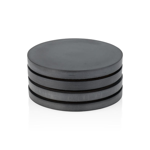 PLC Charcoal Concrete Round Coasters, Set of 4