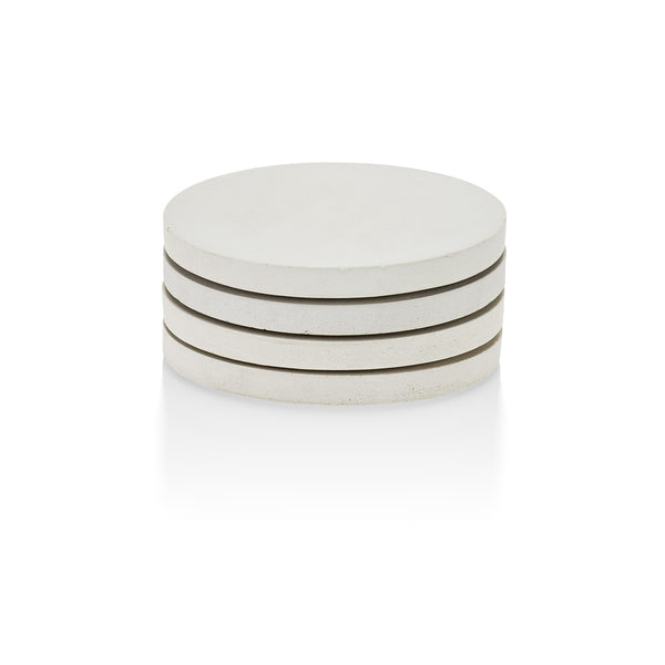 PLC White Concrete Round Coasters, Set of 4