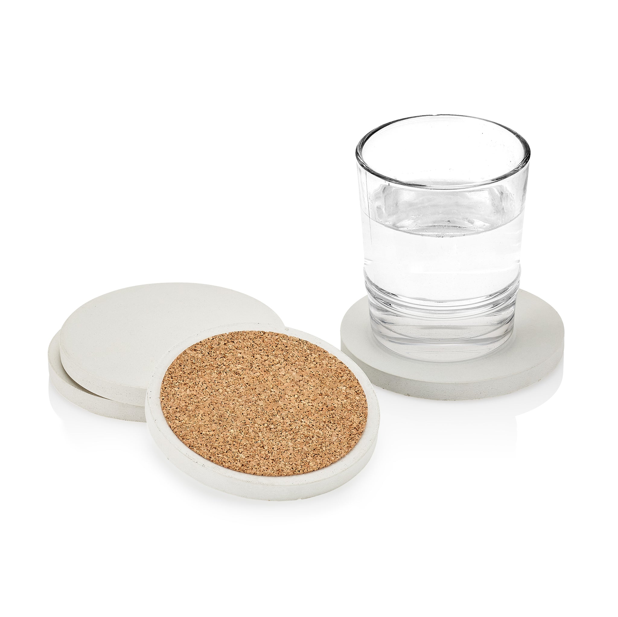 PLC White Concrete Round Coasters, Set of 4