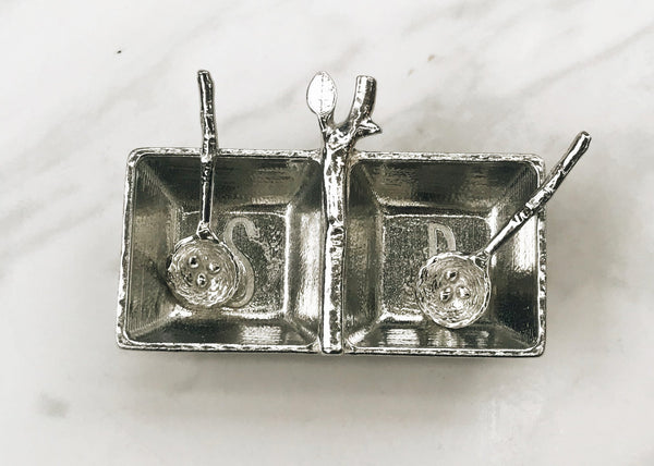 Salt & Pepper Tray with Twig Spoons