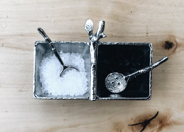 Salt & Pepper Tray with Twig Spoons